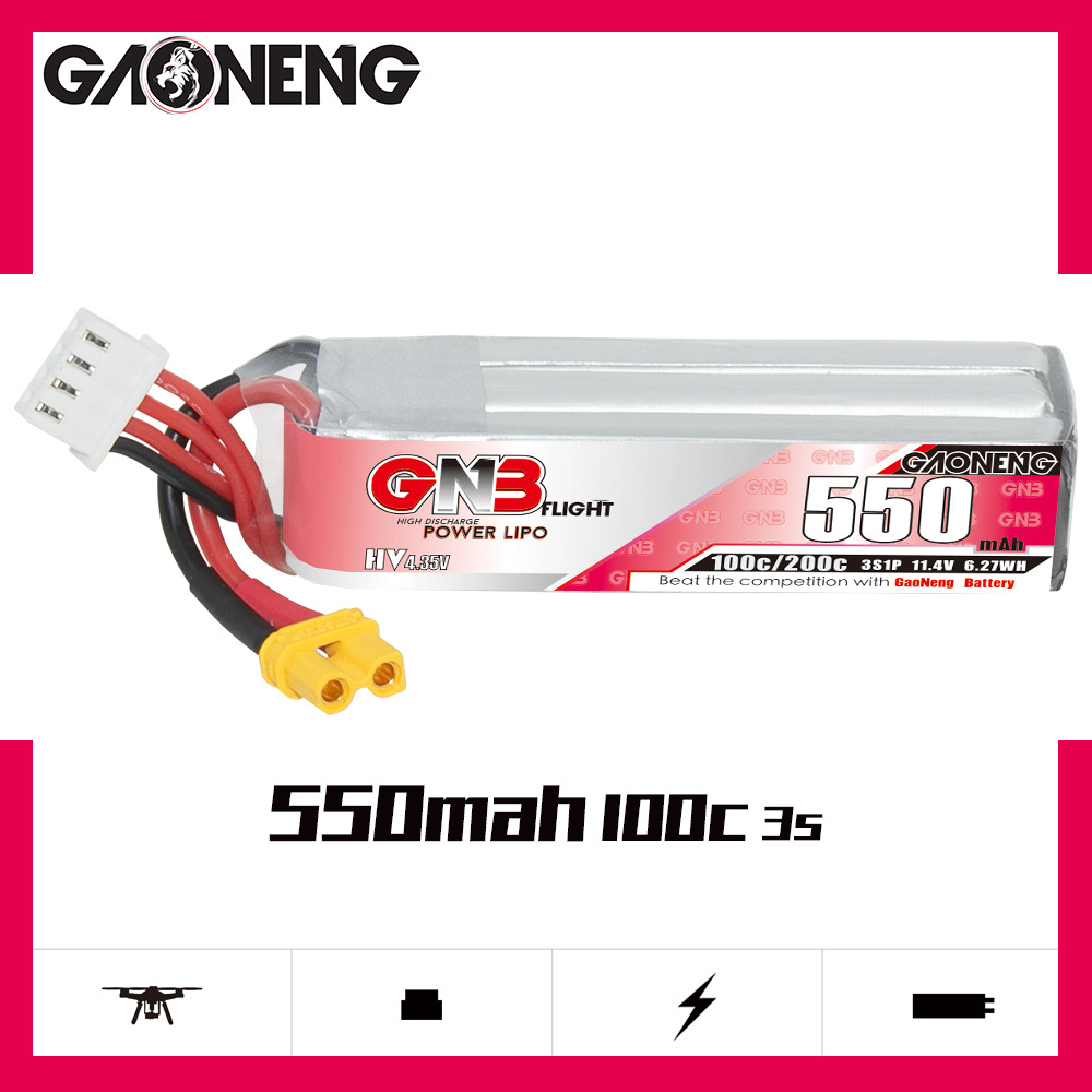 GNB HV 11.4V 550mAh 100C/200C  - Fpv Drone Quadcopter recensie en prijs
