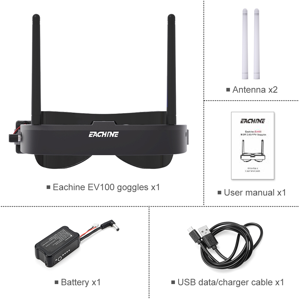Eachine EV100 720*540 5.8G 72C - Fpv Drone Goggles recensie en prijs