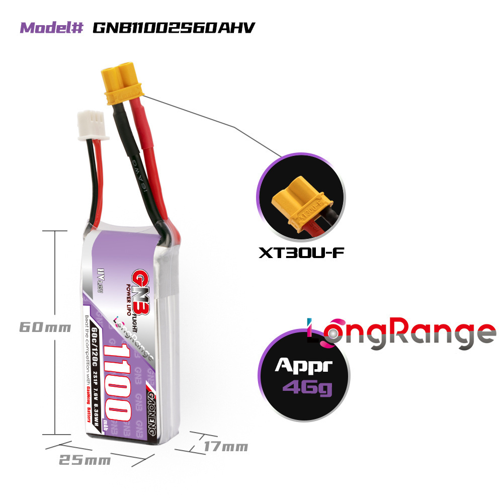 GNB 1100mAh 2S 3S 4S 6S 60C/12 - Fpv Drone Esc recensie en prijs
