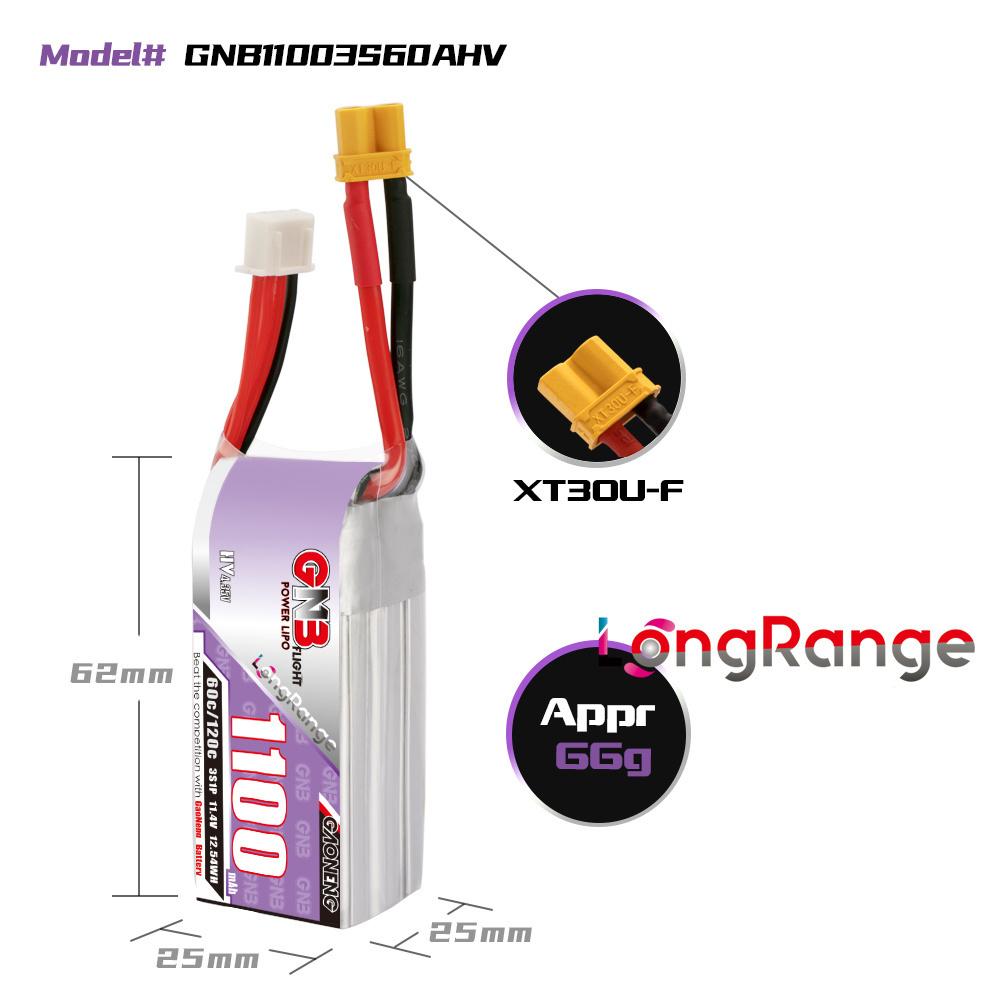 GNB 1100mAh 2S 3S 4S 6S 60C/12 - Fpv Drone Esc recensie en prijs