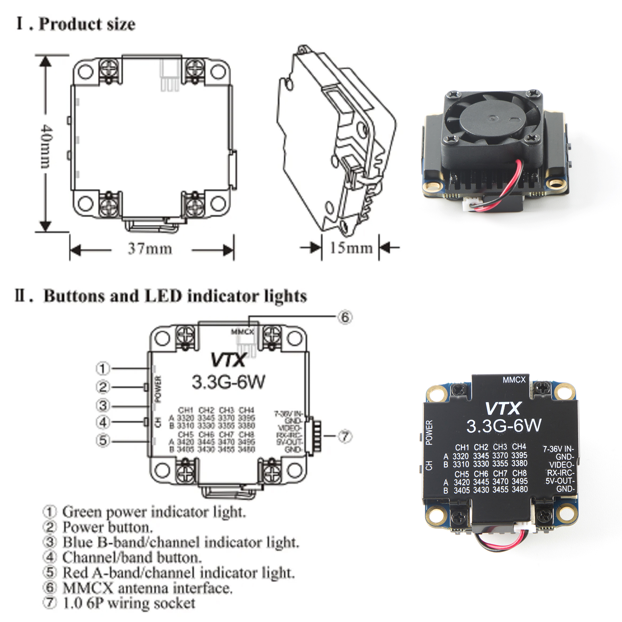 FPV Video Transmitter 3.3G 6W  - Fpv Drone Transmitter recensie en prijs